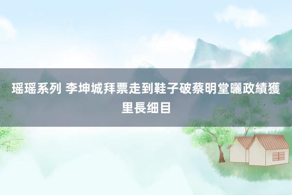 瑶瑶系列 李坤城拜票走到鞋子破　蔡明堂曬政績獲里長细目