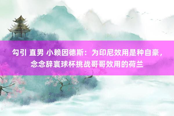 勾引 直男 小赖因德斯：为印尼效用是种自豪，念念辞寰球杯挑战